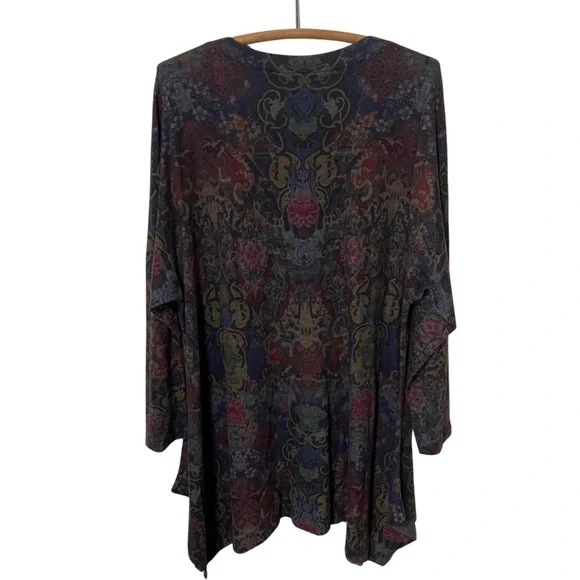 Soft Surroundings Floral Scoop Neck Handkerchief Hem Long Tunic Paisley Size 3X - Picture 4 of 12